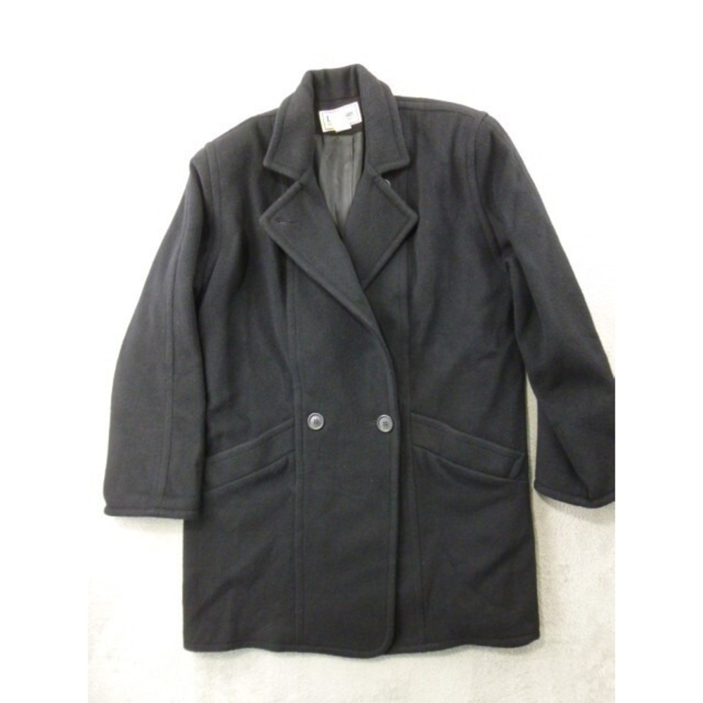 Vintage LL Bean Coat Womens Size 10 Black Hidden‎ Button Up Peacoat Made in USA